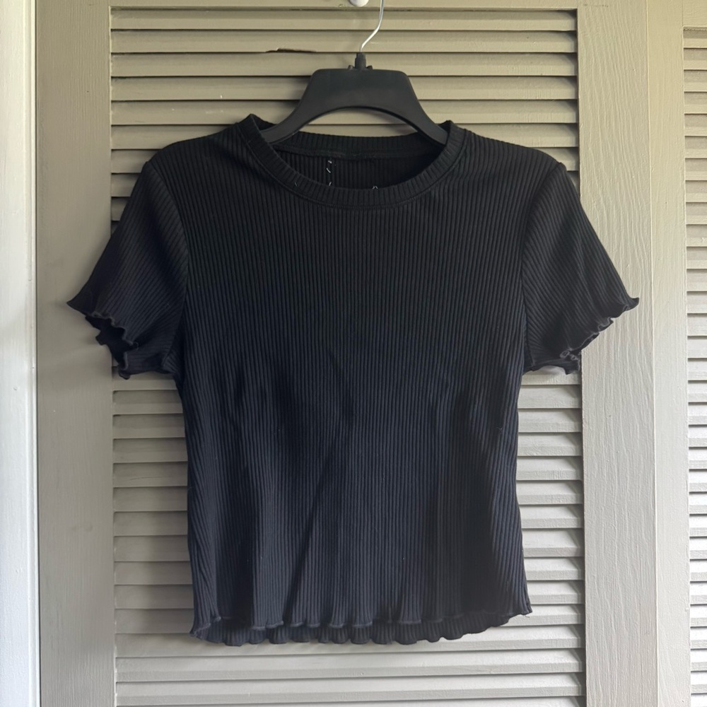 Black Ribbed Women's Top